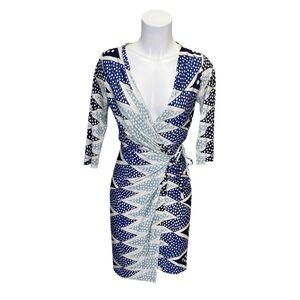 Diane Von Furstenberg Ornamentalist Diamonds Print Evrin Wrap Dress Size 6